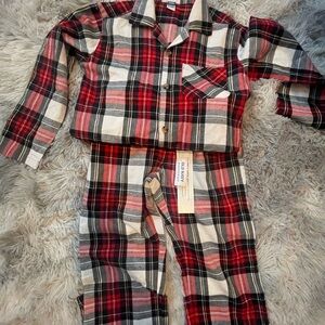Old Navy Kids Plaid Pajama Set - Red, Black, and White